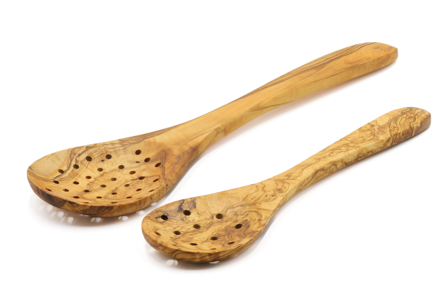 Olive wood strainer, skimmer, and serving spoon