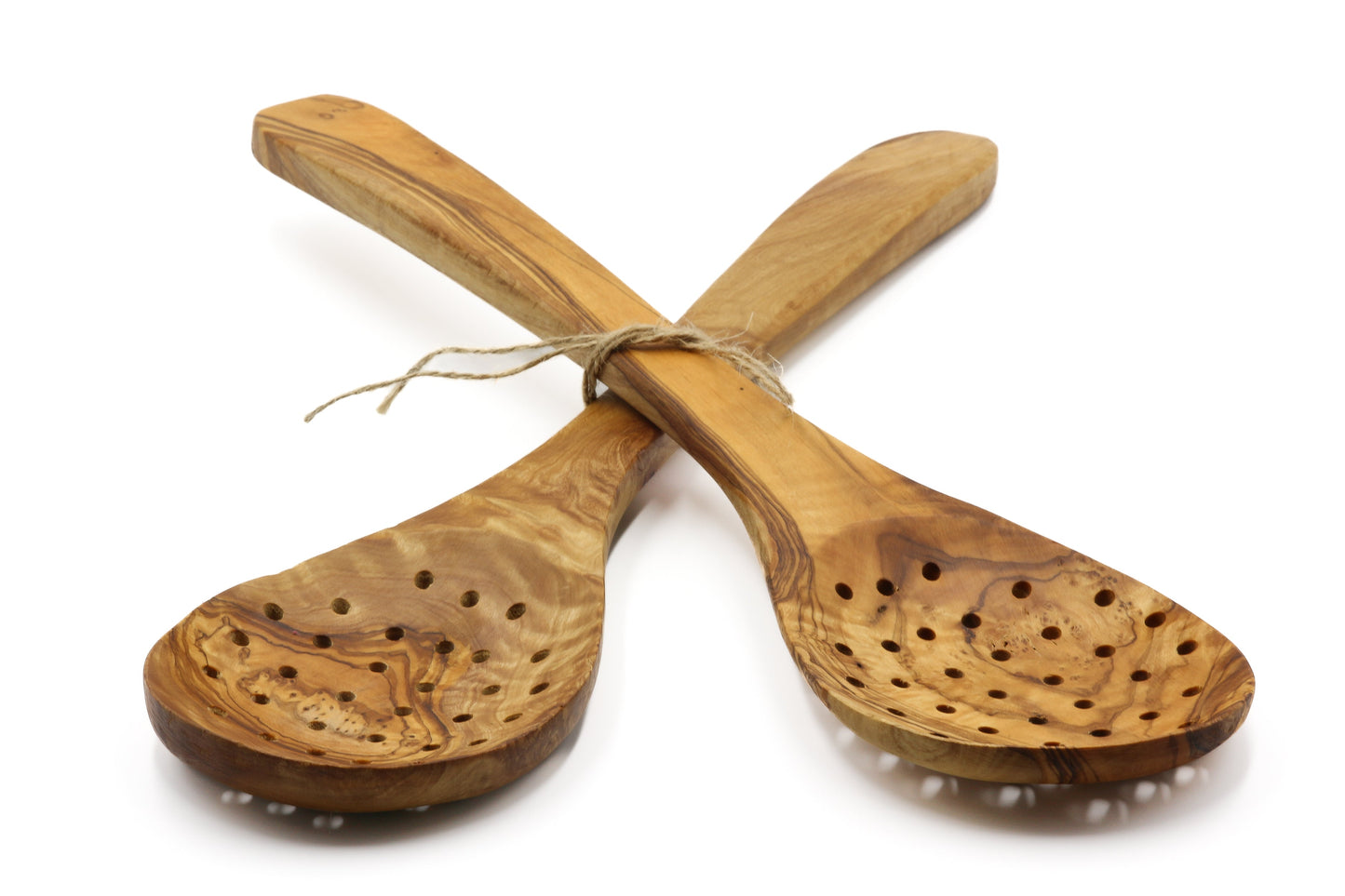 Olive wood strainer, skimmer, and serving spoon