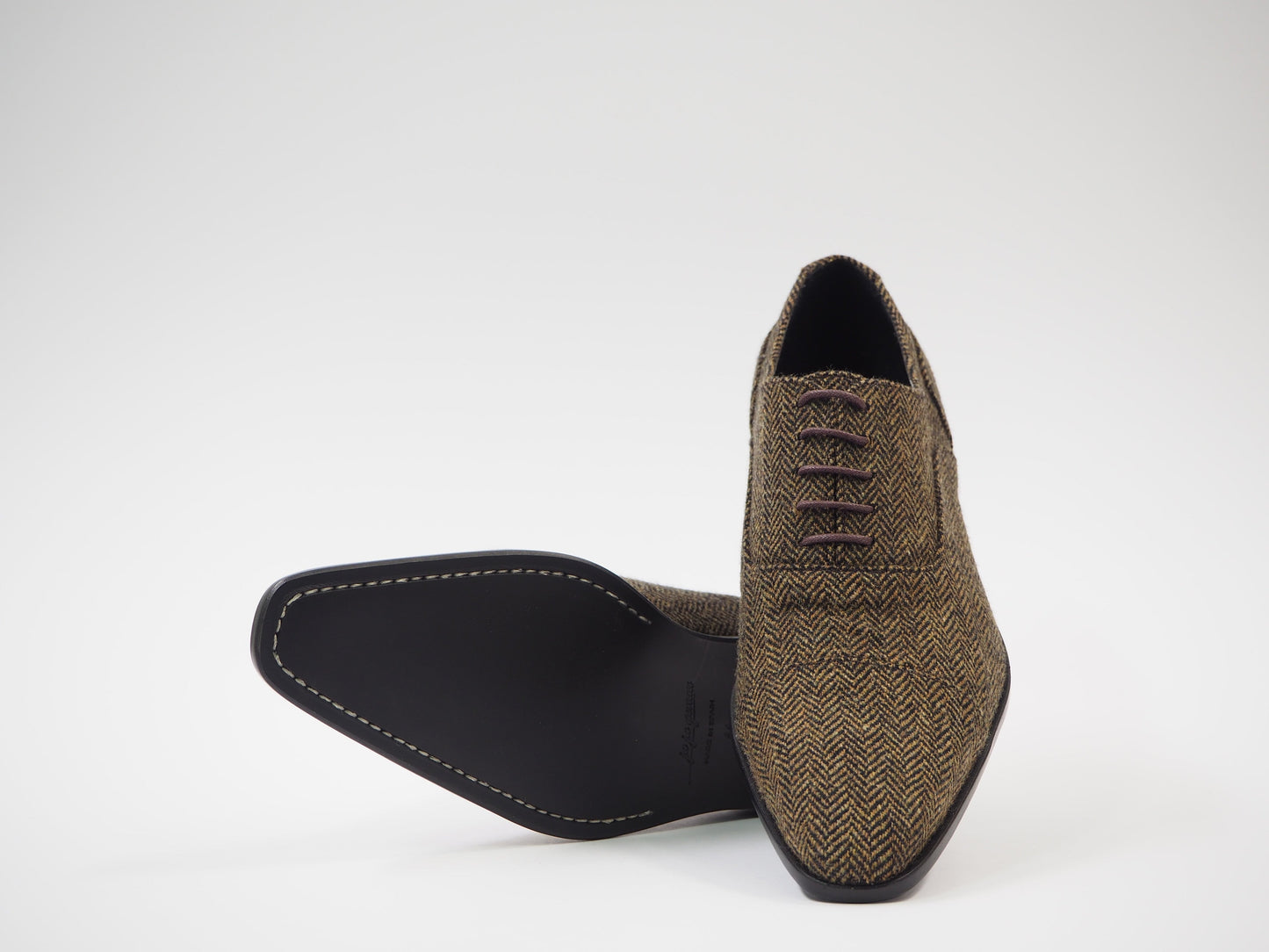Brown & Black Tweed Men's Dress Shoes + Belt