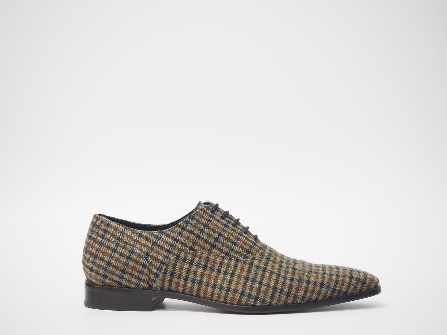 CHECK Brown & Blue Tartan Men's Dress Shoes + Belt