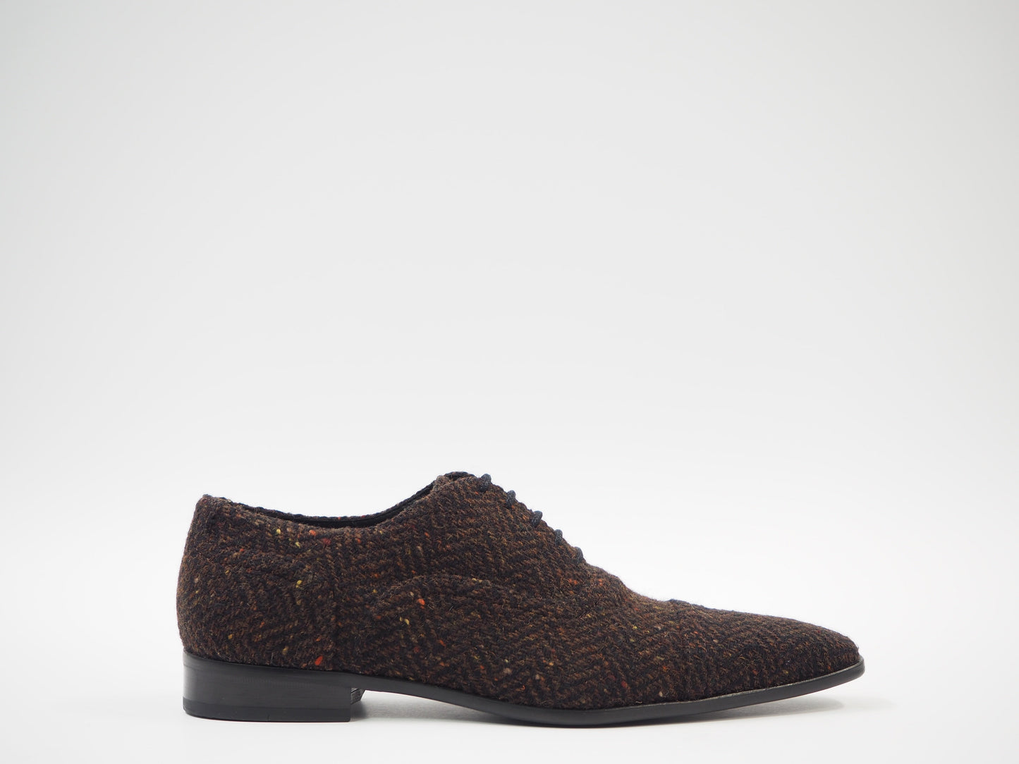 Brown & Black Herringbone Men's Dress Shoes + Belt