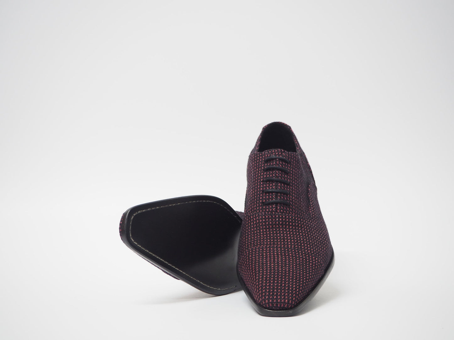 Maroon & Black Wool Men's Dress Shoes + Belt