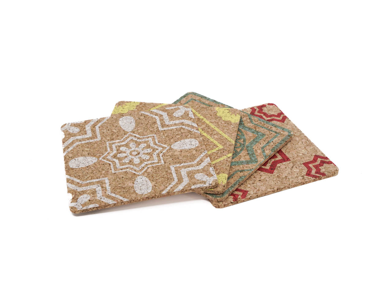 soñho Cortiça Azulejo Kork Untersetzer 4er Set, 10 x 10 cm