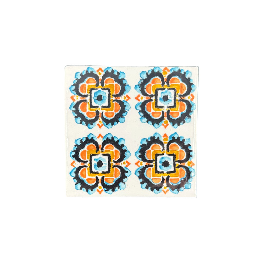 soñho Azulejo Boho Quatro Flores Untersetzer, 10 x 10 cm