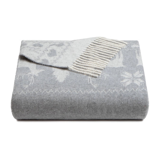 Plaid Babele aus recycelter Baumwolle Weihnachtsmotiv grau