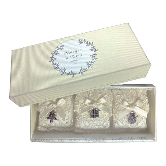 Duftsäckchen "Joyeux Noël" 3er-Set mit Calais-Spitze