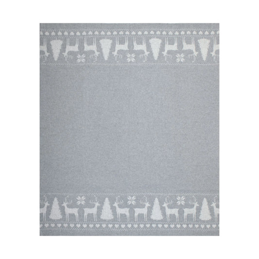 Plaid Babele aus recycelter Baumwolle Weihnachtsmotiv grau