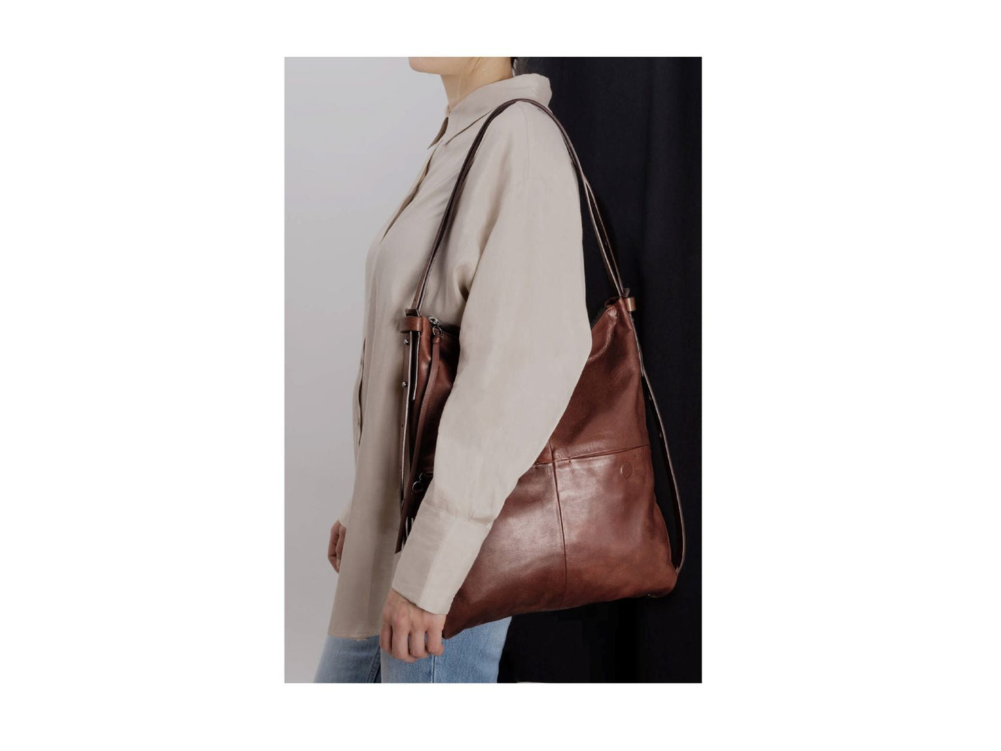 Ample ed. 2 Tasche und Rucksack aus Leder Braun