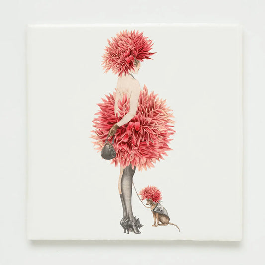 Wandfliese „Chrysanthemum Lady“ Vintage-Collage