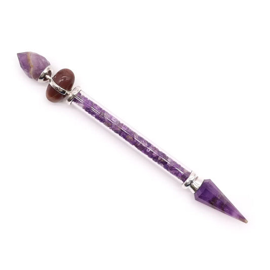 Shiva-Lingam-Zauberstab mit Amethyst – Symbol für Erfolg, ca. 19,5 cm