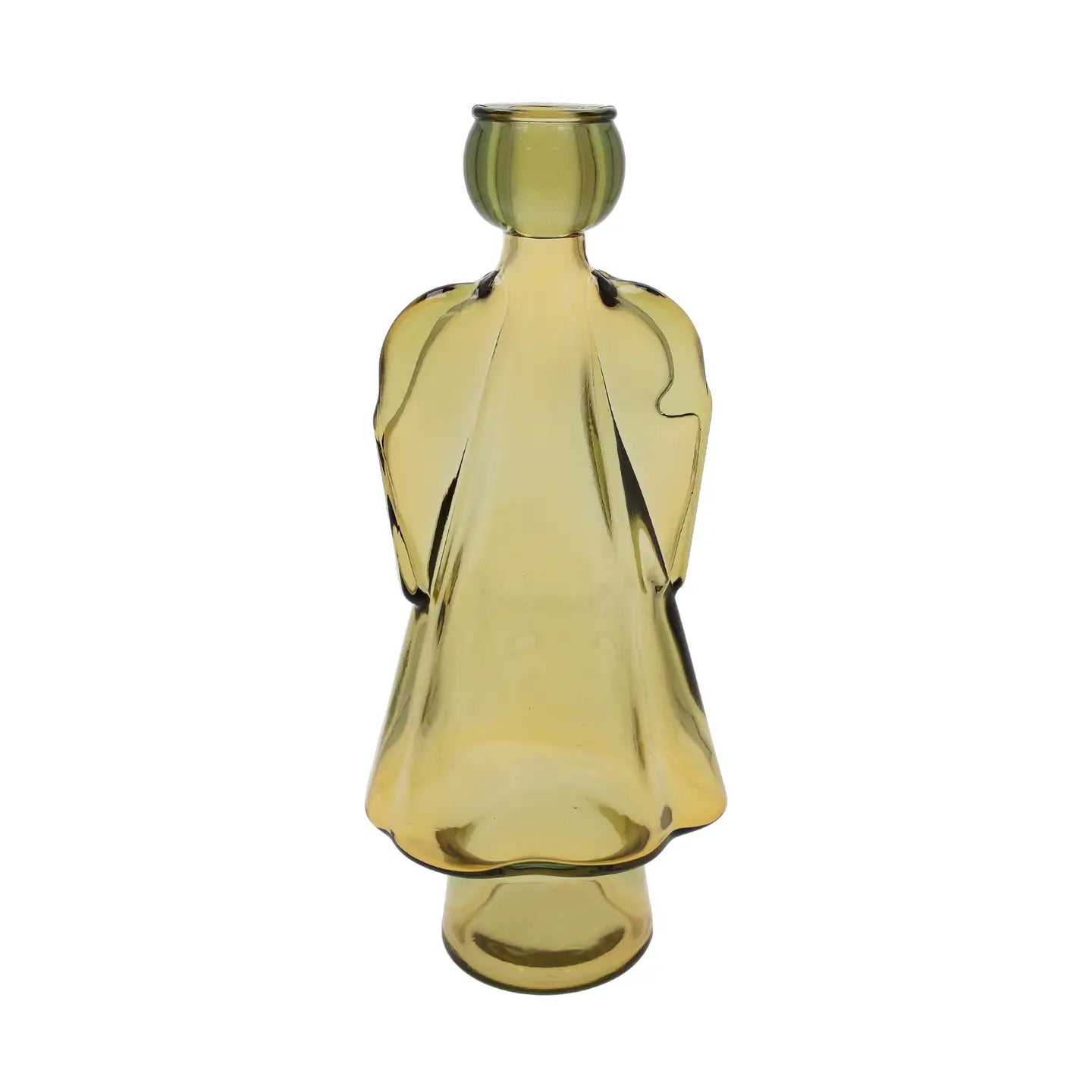 Gelber Engel-Kerzenhalter aus Glas H 24×10×8 cm
