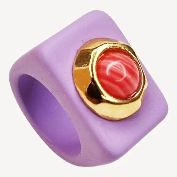 Mauve Ring mit Erdbeer-Achat mit Maserung