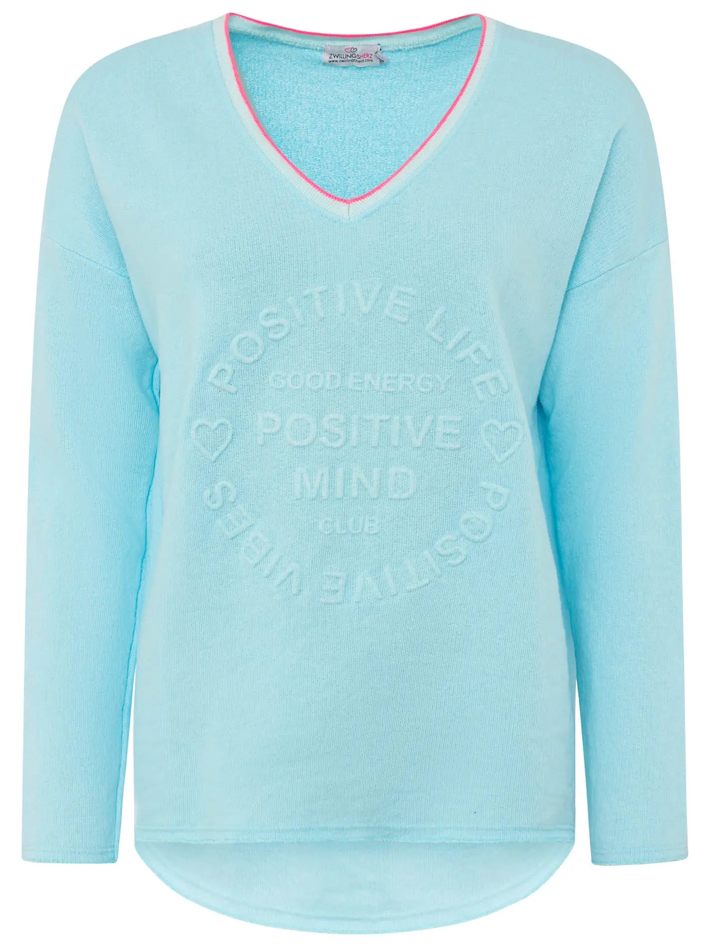 Sweat Pullover Neonkante "Positive Mind" Türkis