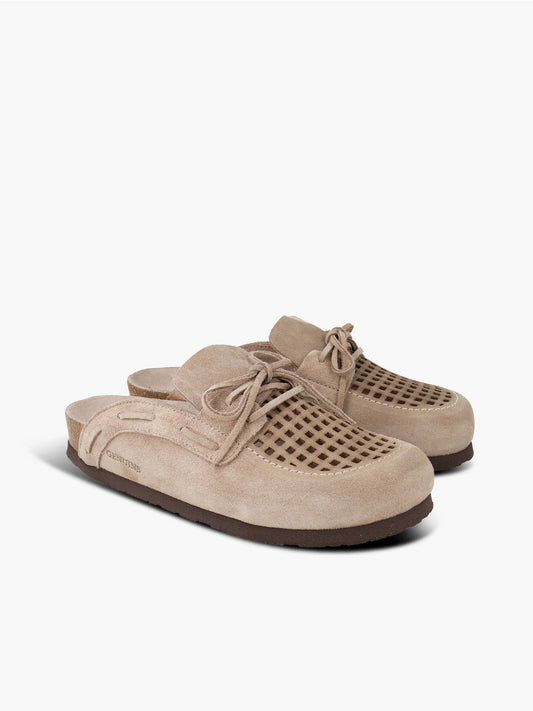Lederclog „Ziar“ Veloursleder in Taupe