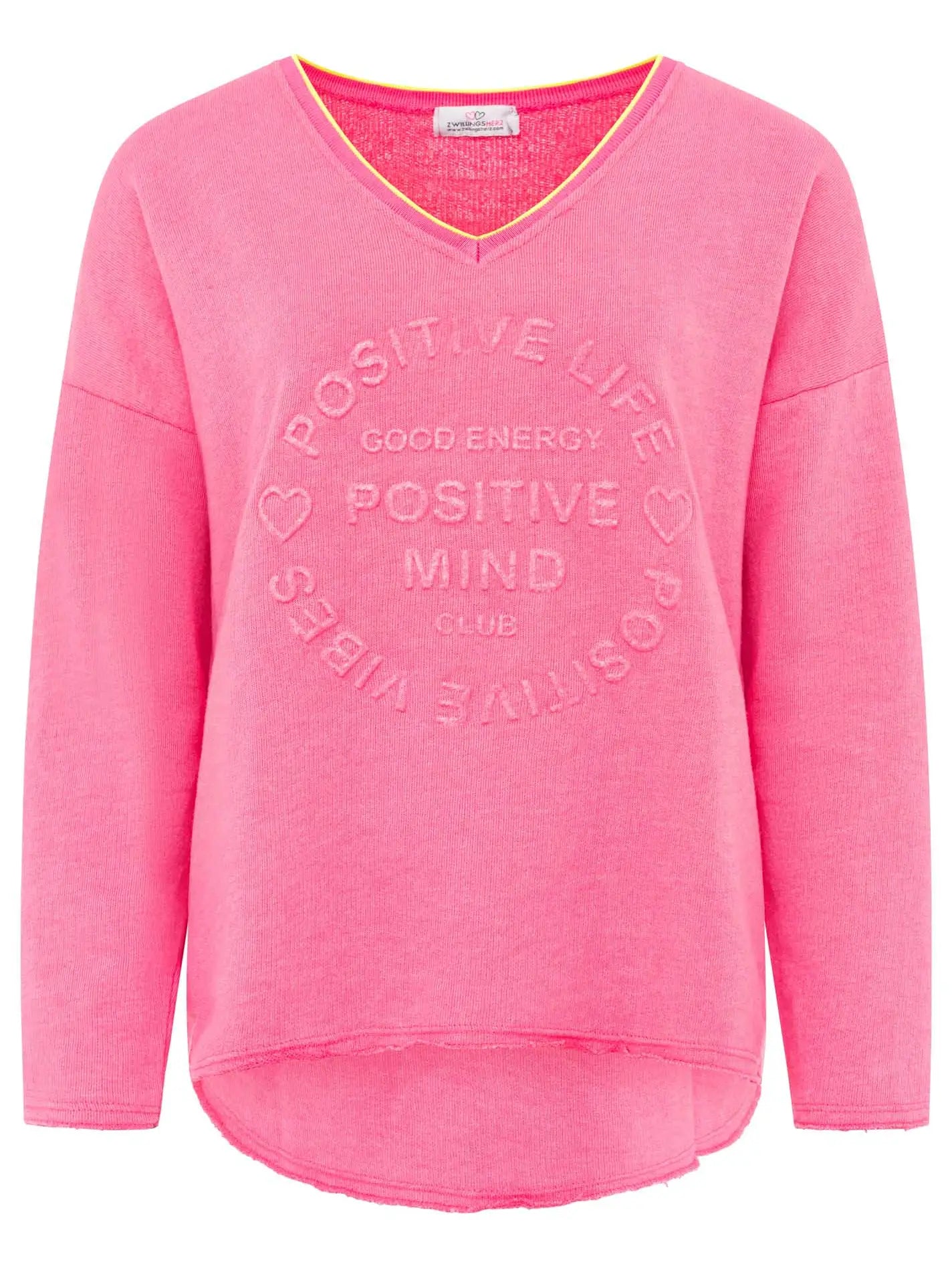 Sweat Pullover Neonkante "Positive Mind" Pink