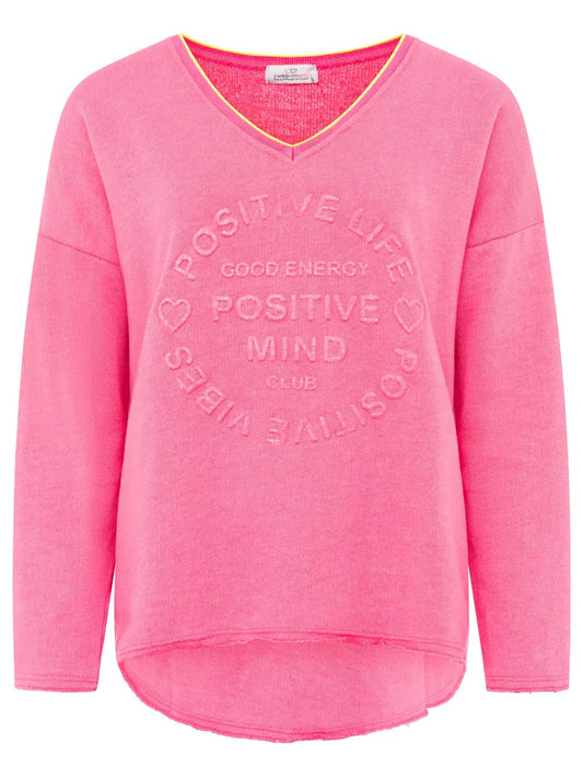 Sweat Pullover Neonkante "Positive Mind" Pink