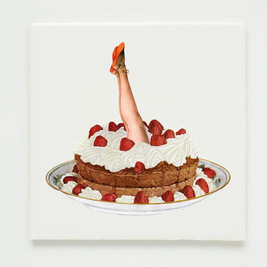 Wandfliese „Cake Dive“ Vintage-Collage