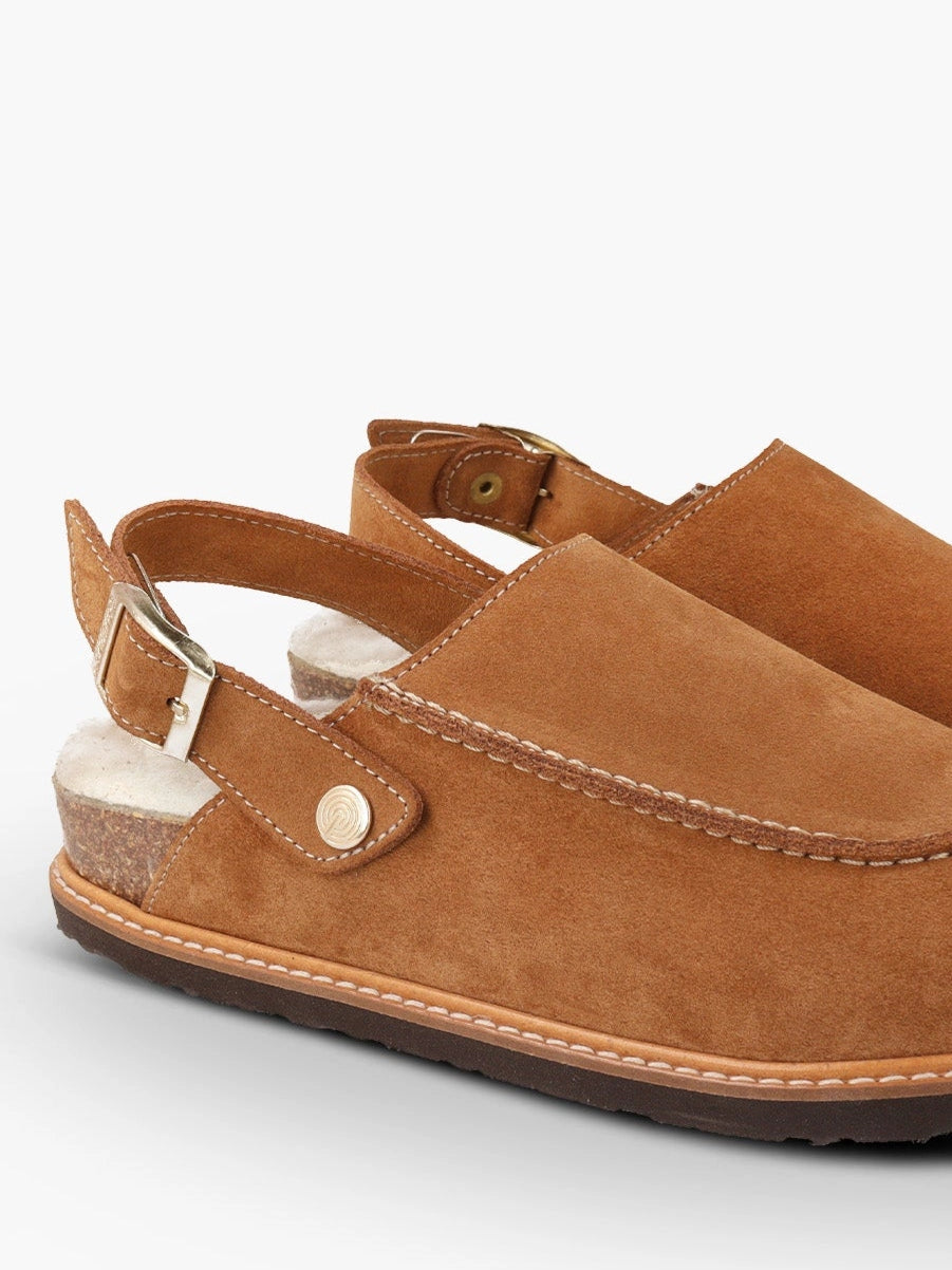 Leder-Clog Galbano“ Veloursleder Mandel
