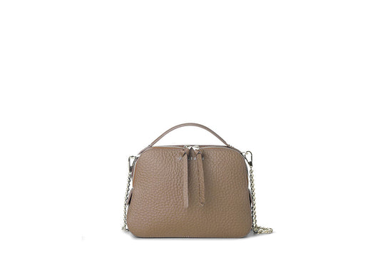 Mini Bag Umhängetasche Taupe aus Leder