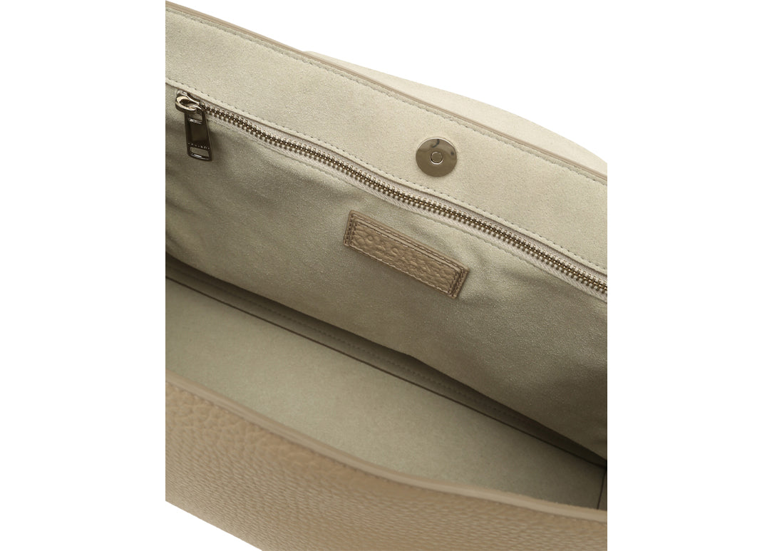 Sveva Schultertasche Beige aus Leder